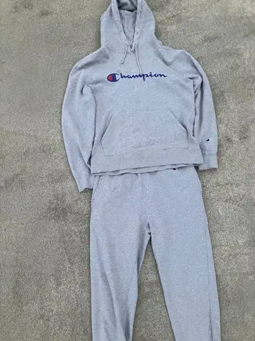 챔피온 셋업 그레이 후드티 그레이 스웨트 팬츠 사이즈 L