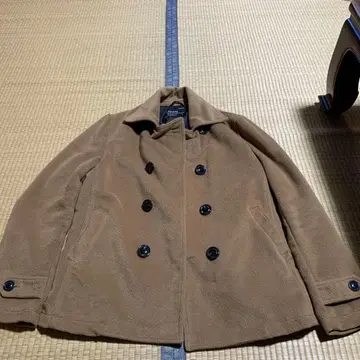 Amorte 머스타드 더블 브레스트 피 코트 L