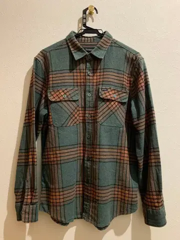 Brixton M 긴팔 플란넬 셔츠 그린/오렌지 체크