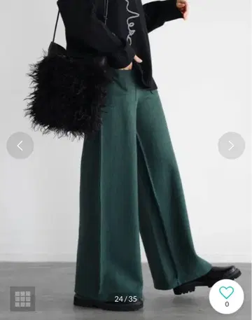 RADIATE 다크 그린 와이드 팬츠 울 혼방