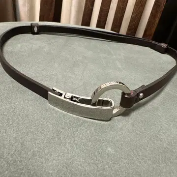 브라운 가죽 벨트 실버 버클 포함