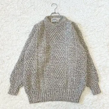 80s 손뜨개질 아일랜드제 피셔맨 울 니트 스웨터