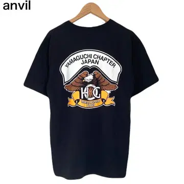 안빌 90s 백 프린트 애니멀 타카 반팔 블랙 티셔츠 M