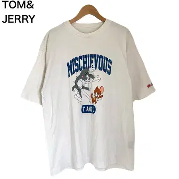 톰앤제리 프린트 캐릭터 애니메이션 애니멀 T셔츠 반팔 M