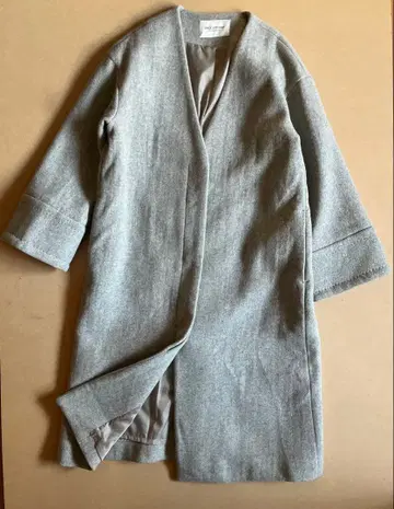Spick and Span 노카라 롱 그레이 코트
