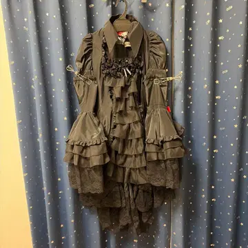 marble 별 옷깃 공주 소매 드레스 원피스 블랙 미사용