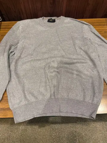 BOSS 울 실크 그레이 리브 니트 스웨터