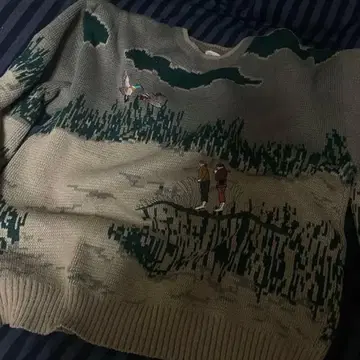 s m 풍경 자수 니트 스웨터