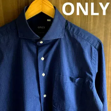 [오샤레] ONLY 온리 와이드 칼라 셔츠 네이비