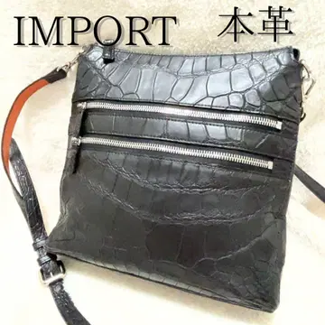 새상품급 천연 가죽 숄더백 크로커다일 여성용 블랙