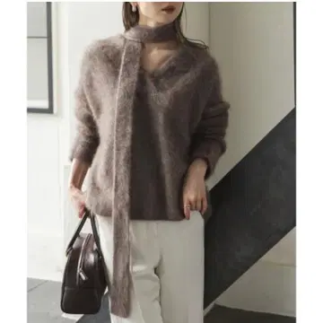 NOBLE 퍼 니트 내로우 리브 스톨