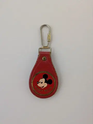 디즈니 미키마우스 키링 가죽 디즈니랜드 빨간색 레트로