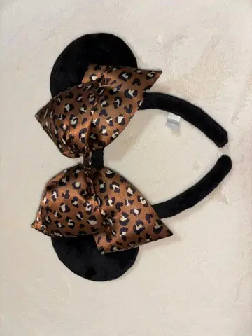 레오파드 무늬 리본 포함 머리띠
