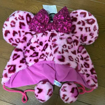 디즈니 레오파드 무늬 팬캡 레오파드 핑크