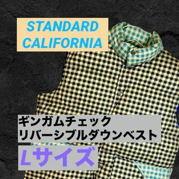 STANDARD CALIFORNIA 깅엄 체크 리버서블 다운 베스트