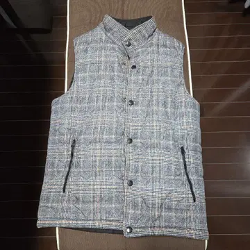 타미 힐피거 다운 자켓 체크 무늬 베스트, 2웨이 디자인