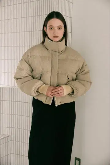 Eaphi 체크 패턴 푸퍼 재킷