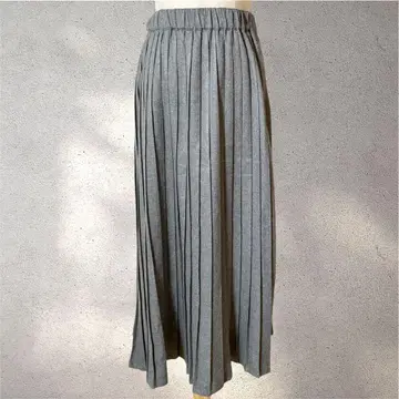 [베이직 엑설런트 해피 유니온] M/플리츠 스커트/그레이/롱 기장