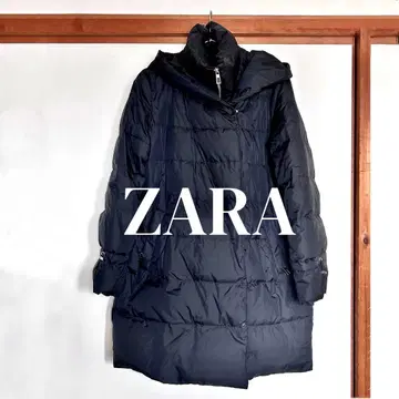 [ 단종 상품 ] ZARA 다운 코트 세미롱 후드 2WAY 블랙