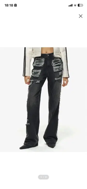 데미지 팬츠 L 사이즈 블랙
