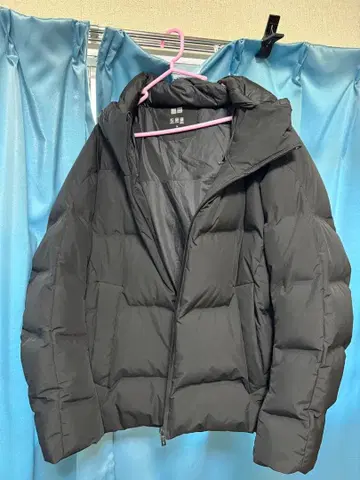 후드 부착 무지 블랙 다운 자켓 XL