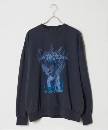 그래픽 프린트 긴팔 맨투맨 다크 그레이