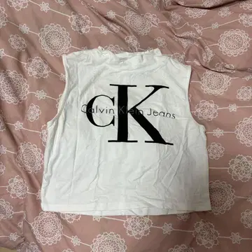 캘빈 클라인 진스 화이트 탱크탑 여성용