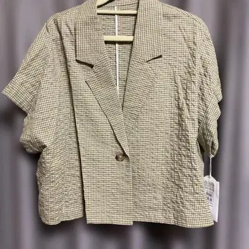 미사용 새상품 Ample 체크 무늬 반팔 셔츠