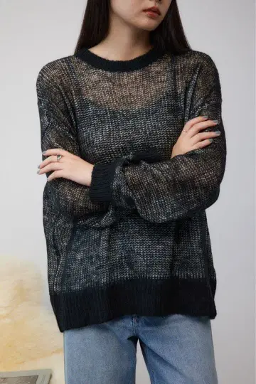 비침 오버 사이즈 니트 리버서블 시어 니트