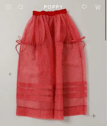 POPPY GINGHAM ORGANZA TUCK SKIRT (RED)