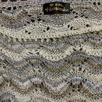 Hamanaka 파도 무늬 슬리브리스 니트 라메 믹스