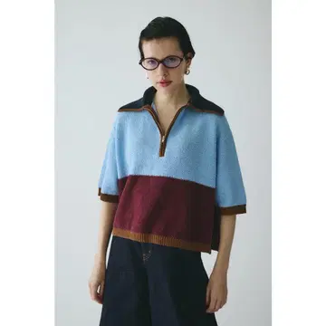 HeRIN.CYE Bi color zip knit pullover