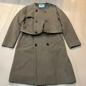 sofar 브라운 더블 브레스트 체스터 코트