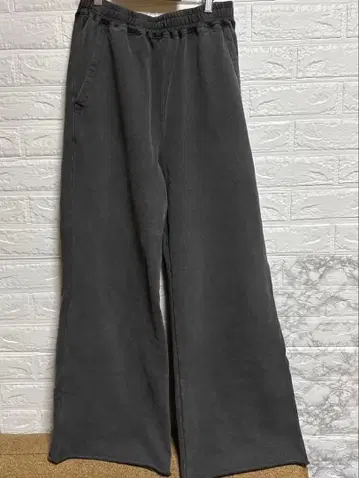 그레이 와이드 레그 스웨트 팬츠