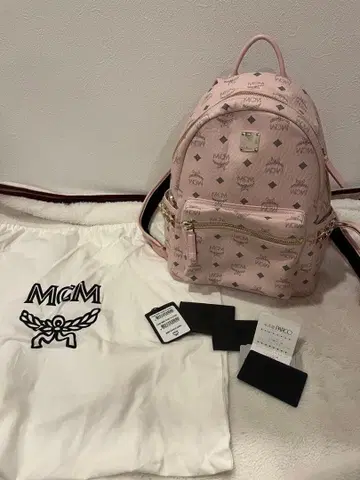 MCM 핑크 백팩 백팩 파우더 핑크