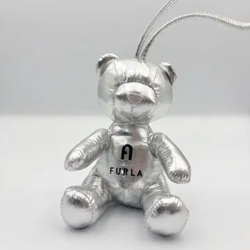 FURLA 훌라 참 봉제 인형 곰 실버 메탈릭