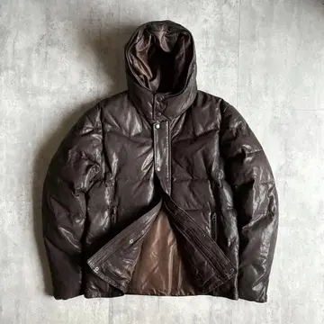 [90s vintage] 천연 가죽 다운 자켓 더블 지퍼 y2k