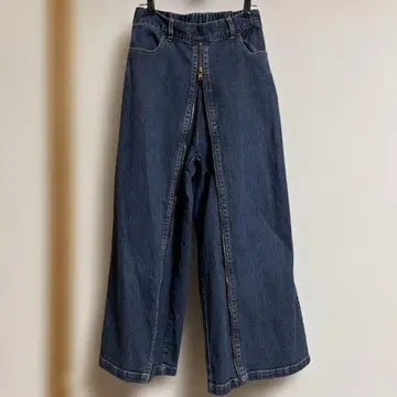 부즈루드 다크 데님 와이드 팬츠 지퍼 타이