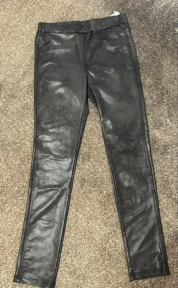 야마다야 팬츠 CLOVE 페이크 레더 스트레치 레깅스 블랙