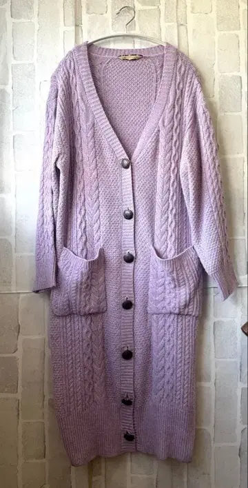 AIC 롱 니트 가디건 핑크