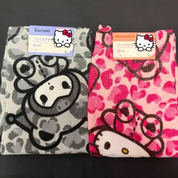 [라스트 1점] 아베일 헬로키티 쿠로미 페이스 타월 각 1매씩