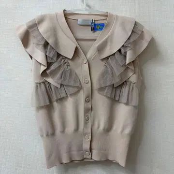 CELFORD 프릴 슬리브리스 가디건 니트 핑크 38