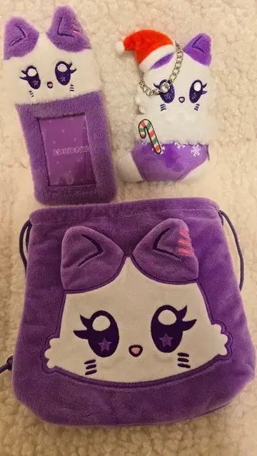 KOKO:NYA 멀티 파우치 트레이딩 카드 홀더 봉제 인형 마스코트 3점