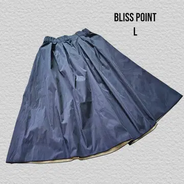 블리스포인트 리버서블 미디 스커트 L 네이비 베이지 미사용품
