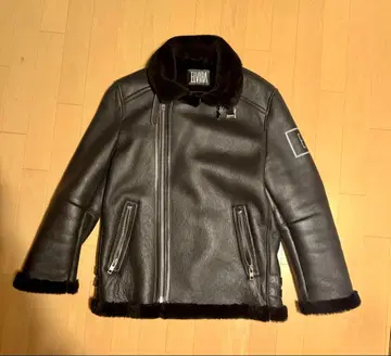 ELVIRA 엘비라 백 로고 무스탕 더블 라이더 자켓 XL