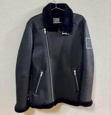 ELVIRA 엘비라 백 로고 무스탕 더블 라이더 자켓 XL