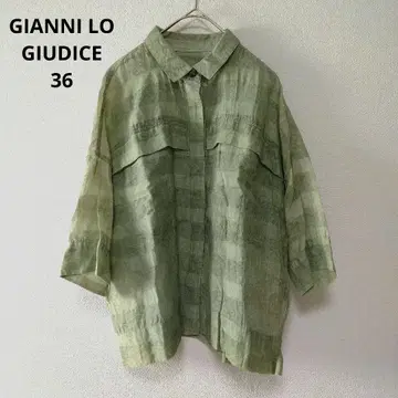 GIANNI LO GIUDICE 시어 린넨 셔츠 돌먼 그린 36