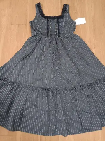 [시마무라] 아오키 미사코 클래시컬 오버롤 스커트 다크 그레이 L 사이즈