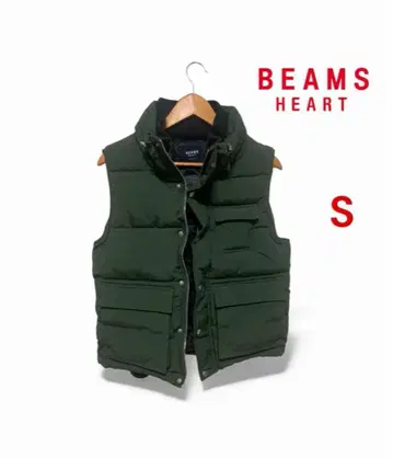 BEAMS HEART 다운 베스트 S 다크 그린