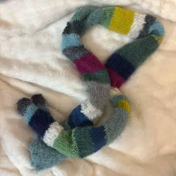 핸드메이드 컬러풀 스트라이프 니트 머플러